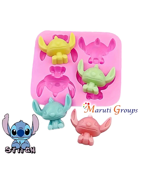 Disney Stitch 3D Silicone Mould – Cartoon Character Mold (4 Cavity, 14cm x 14.5cm)