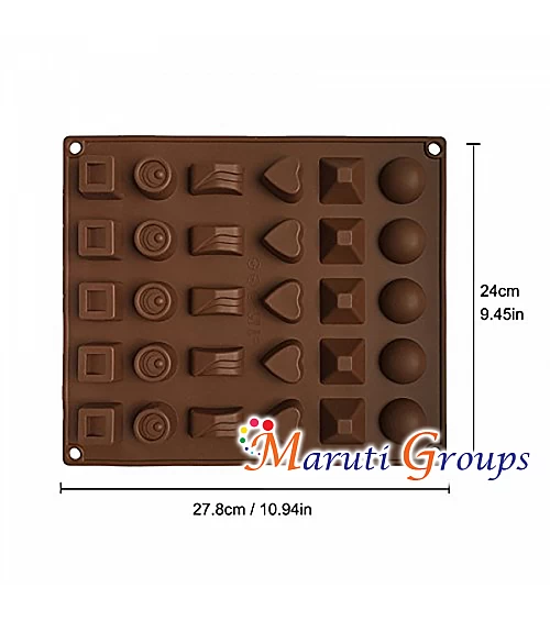 Shapes Chocolate Silicone Mould - Heart, Square, Round, Triangle, Rectangle