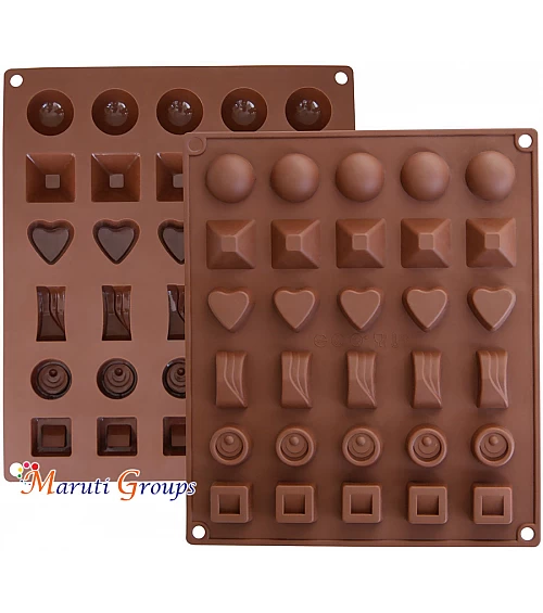 Shapes Chocolate Silicone Mould - Heart, Square, Round, Triangle, Rectangle
