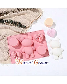 1pc Silicone Cake Mold – Heart Shaped Teddy Bears Round Cylinder Mousse Mold