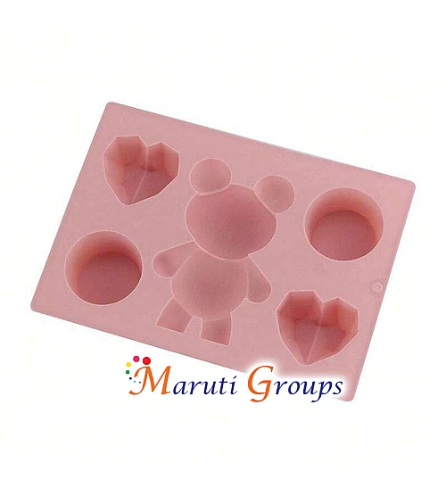 1pc Silicone Cake Mold – Heart Shaped Teddy Bears Round Cylinder Mousse Mold