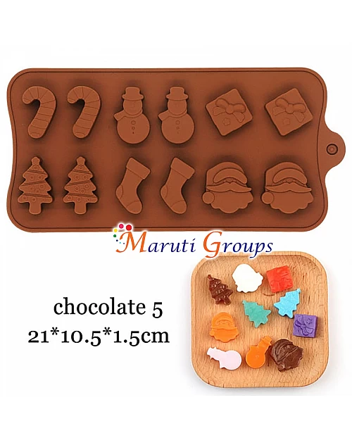 Christmas Chocolate Silicone Mould - Tree, Santa, Snowman, Gift Box