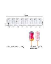 8 Cavity Ice-Cream Mould with Sticks / Popsicle - Line Pattern