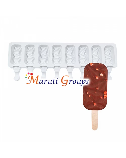 8 Cavity Geometric Ice-Cream Mould with Sticks / Popsicle