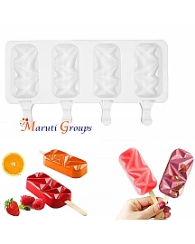 4 Cavity Geometric Ice-Cream Mould with Sticks / Popsicle