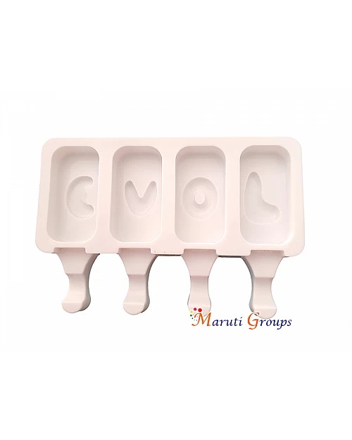 4 Cavity Love Ice-Cream mould with sticks / Popsicle 