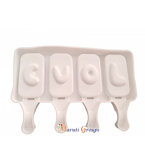 4 Cavity Love Ice-Cream mould with sticks / Popsicle 