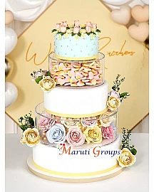 Small Cake Separators Stand / Clear Acrylic Cake Stand, Cylinder Round Cake Riser Display Box 