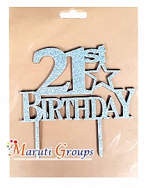21st Birthday Cake Topper for cake decorating - Sliver