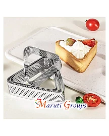 1pc Triangle Tart Ring - Heat-Resistant Perforated Cake Mousse Ring (8cm x 2cm, Stainless Steel)