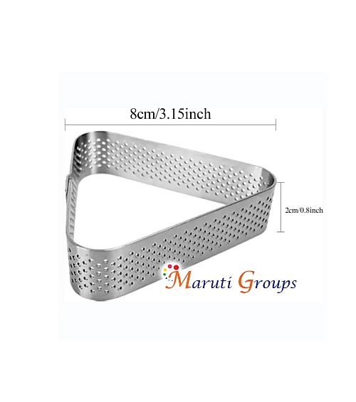 1pc Triangle Tart Ring - Heat-Resistant Perforated Cake Mousse Ring (8cm x 2cm, Stainless Steel)