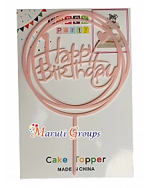 Happy Birthday Cake Topper for cake decorating - Pink
