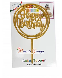Happy Birthday Cake Topper for cake decorating - Gold