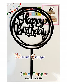 Happy Birthday Cake Topper for cake decorating - Black
