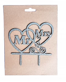Mr & Mrs Cake Topper for cake decorating  - Silver