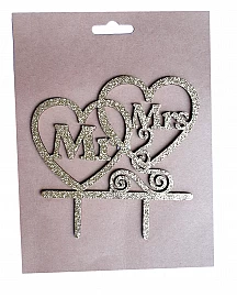 Mr & Mrs Cake Topper for cake decorating  - Gold