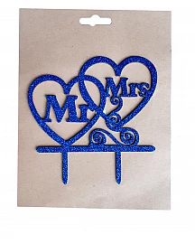 Mr & Mrs Cake Topper for cake decorating  - Blue
