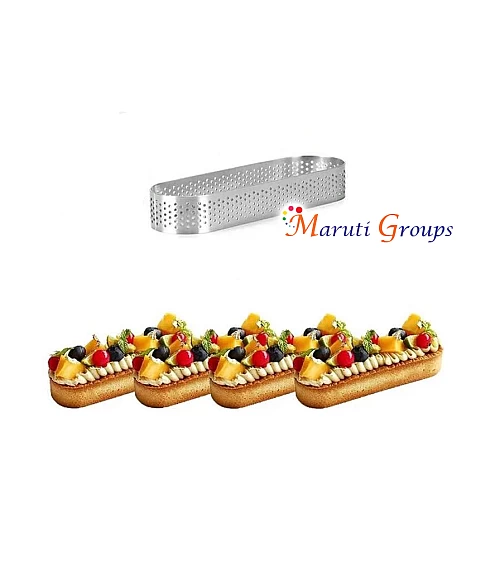 Oval Tart Ring - Heat-Resistant Perforated Cake Mousse Ring (13cm x 4cm, Stainless Steel)