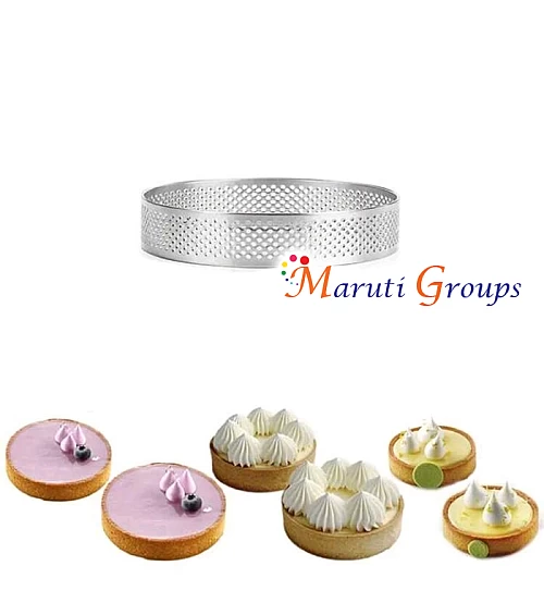 Round Tart Ring - Heat-Resistant Perforated Cake Mousse Ring (10cm, Stainless Steel)