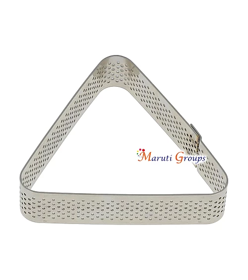 1pc Triangle Tart Ring - Heat-Resistant Perforated Cake Mousse Ring (8cm x 2cm, Stainless Steel)