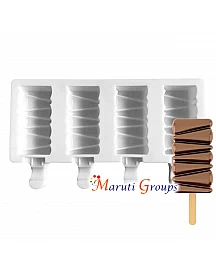 4 Cavity Ice-Cream Mould with Sticks / Popsicle - Triangle Line