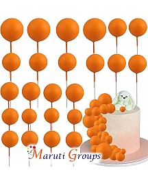 Faux Balls Cake Topper Set For Cake Decorating - Orange - 20pc