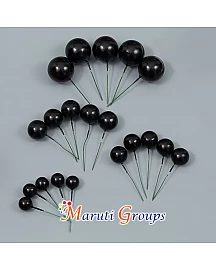 Faux Balls Cake Topper Set For Cake Decorating - Black - 20pc