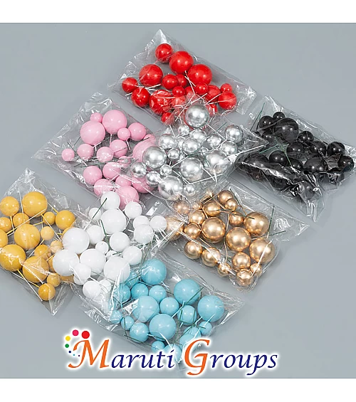 Faux Balls Cake Topper Set For Cake Decorating - Gold - 20pc