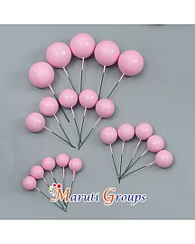 Faux Balls Cake Topper Set For Cake Decorating - Pink - 20pc