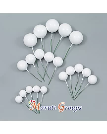 Faux Balls Cake Topper Set For Cake Decorating - White - 32pc