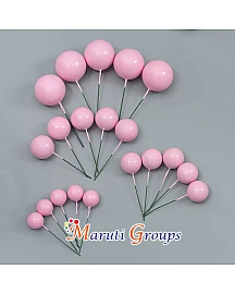 Faux Balls Cake Topper Set For Cake Decorating -Pink- 12pc