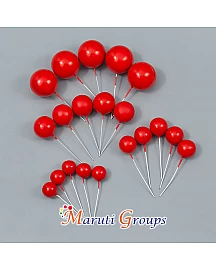 Faux Balls Cake Topper Set For Cake Decorating - Red - 20pc