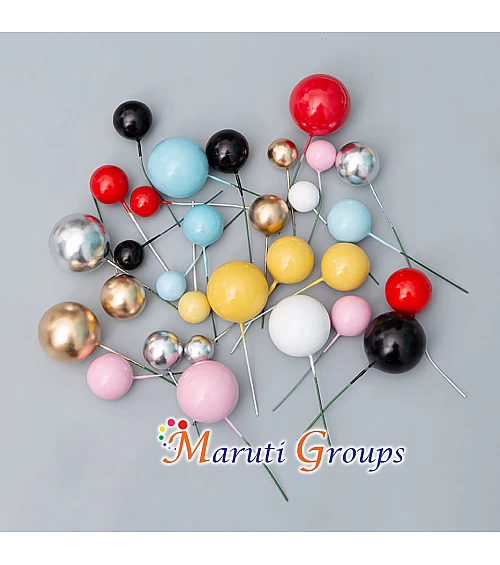 Faux Balls Cake Topper Set For Cake Decorating - Gold - 20pc