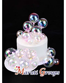 Faux Balls Cake Topper Set For Cake Decorating - Clear - 6pc