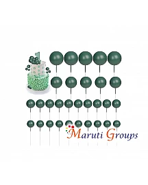 Faux Balls Cake Topper Set For Cake Decorating - Dark Green  - 20pc