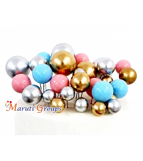 Faux Balls Cake Topper Set For Cake Decorating - Gold - 20pc