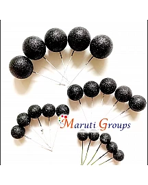 Glitter Faux Balls Cake Topper Set For Cake Decorating - Black - 20pc