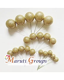 Glitter Faux Balls Cake Topper Set For Cake Decorating - Gold - 20pc
