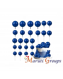 Faux Balls Cake Topper Set For Cake Decorating - Dark Blue / Gloss Blue  - 20pc