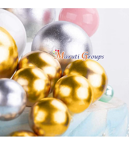 Faux Balls Cake Topper Set For Cake Decorating - Gold - 20pc
