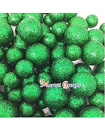 Glitter Faux Balls Cake Topper Set For Cake Decorating - Green - 20pc