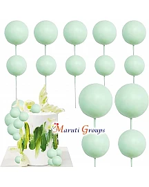 Faux Balls Cake Topper Set For Cake Decorating - Light Green- 20pc