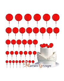 Faux Balls Cake Topper Set For Cake Decorating - Cherry Red / Matt Red - 20pc