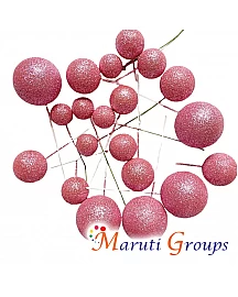 Glitter Faux Balls Cake Topper Set For Cake Decorating - Pink - 20pc