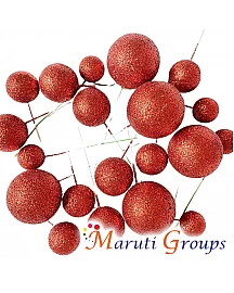 Glitter Faux Balls Cake Topper Set For Cake Decorating - Red -20pc