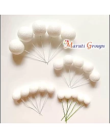 Glitter Faux Balls Cake Topper Set For Cake Decorating - White - 20pc