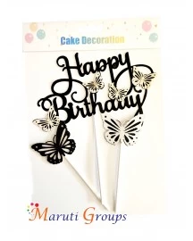 Artificial Black - Multi Color Butterfly - Cake Topper