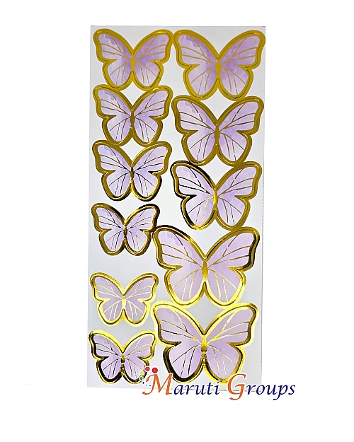 11pcs Purple Gold Rim Butterfly Paper Cake Topper for Cake and Cupcake