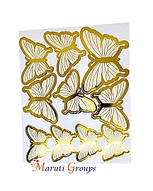 10pcs Yellow / Cream Gold Rim Butterfly Cake Topper for Cakes and Cupcakes