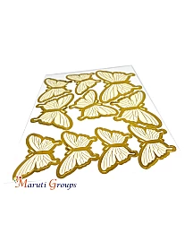 10pcs Yellow / Cream Gold Rim Butterfly Cake Topper for Cakes and Cupcakes
